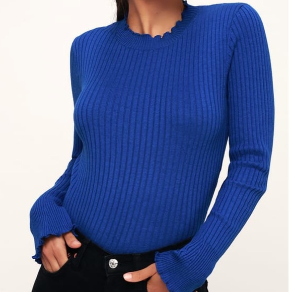 royal blue mock neck sweater